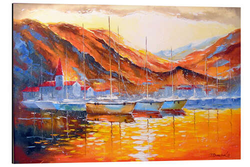 Aluminium print Sailboats at the mountains