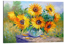 Tableau en aluminium Bouquet de tournesols dans la nature