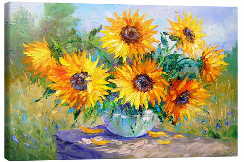 Canvas-taulu Bouquet of sunflowers in nature