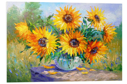 Foam board print Bouquet of sunflowers in nature