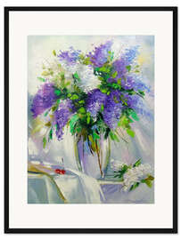 Gerahmter Kunstdruck Fliederstrauß in einer Vase