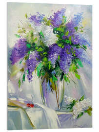 Tableau en plexi-alu Bouquet de lilas dans un vase