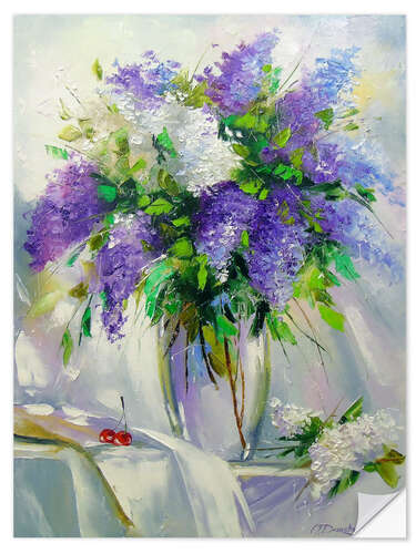 Selvklebende plakat Bouquet of lilac in a vase