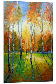 Magnettafel Birken bei Sonnenuntergang