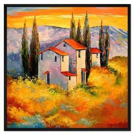 Gerahmter Kunstdruck Häuser in den Bergen