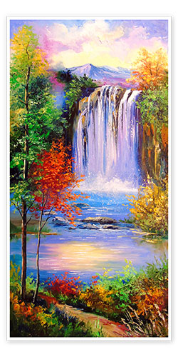 Poster Mountain waterfall