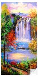 Selvklebende plakat Mountain waterfall