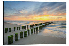 Magnettafel Sonnenuntergang am Nordseestrand in Domburg