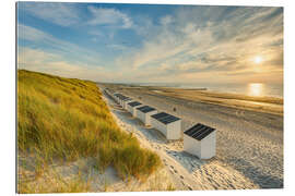 Tableau en plexi-alu Cabanons de plage à Dombourg, mer du Nord