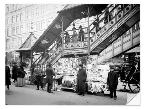 Selvklebende plakat Historic New York - Manhattan newsstand