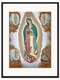 Gerahmter Kunstdruck Jungfrau von Guadalupe mit den vier Erscheinungen