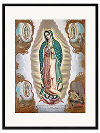 Framed art print Virgin of Guadalupe with the four apparitions