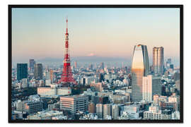 Gerahmter Kunstdruck Tokyo Skyline mit Tokyo Tower und Berg Fuji