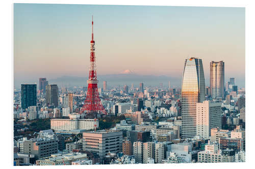 Foam board print Tokyo skyline with Tokyo Tower and Mount Fuji