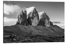 Print på aluminium Three peaks, Dolomites