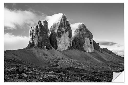 Selvklebende plakat Three peaks, Dolomites