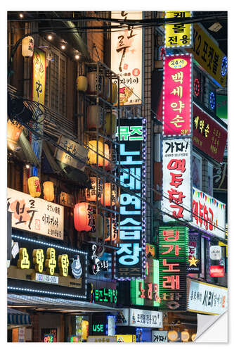 Selvklebende plakat Nightlife in Seoul