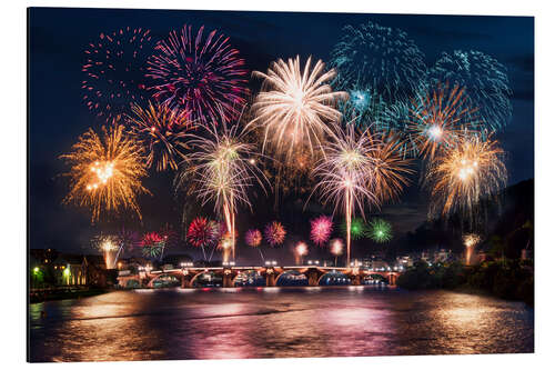 Stampa su alluminio Fuochi d'artificio sul Ponte Vecchio a Heidelberg