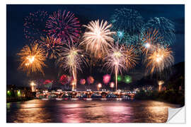 Vinilo para la pared Fuegos artificiales en el puente viejo de Heidelberg