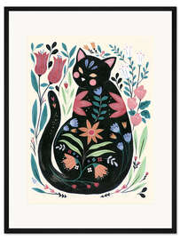 Gerahmter Kunstdruck Folklore-Katze I