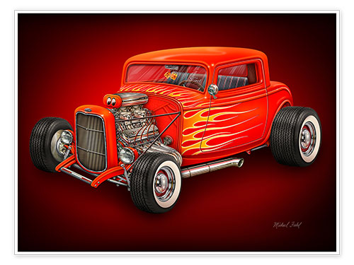 Poster Roter Hot Rod