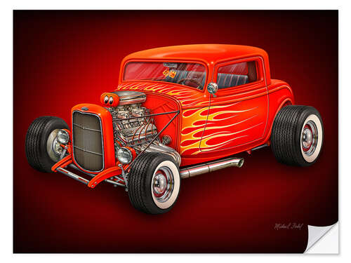 Muursticker Red Hot Rod