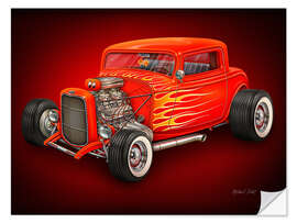 Selvklebende plakat Red Hot Rod