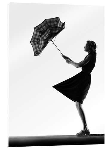 Galleritryk Young woman with an umbrella