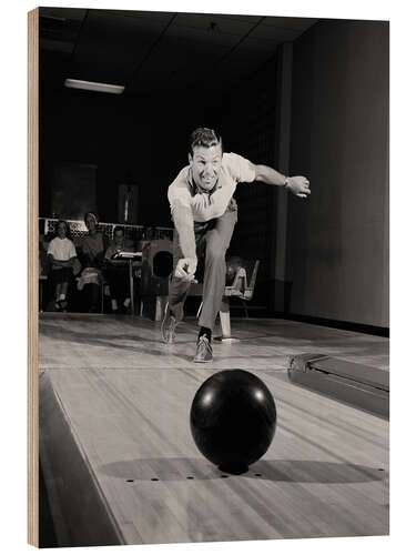 Holzbild 1950er Jahre auf der Bowlingbahn