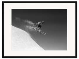 Gerahmter Kunstdruck Skifahrer Nostalgie