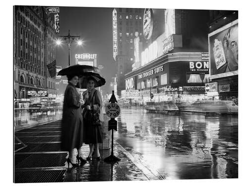 Tableau en plexi-alu Deux femmes sous des parapluies à New York