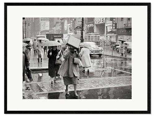 Impresión de arte enmarcada Un día lluvioso en Filadelfia, 1950