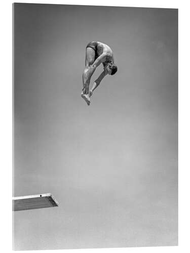 Acrylic print Diver with diving platform