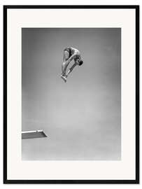 Framed art print Diver with diving platform