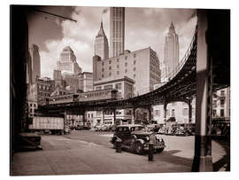 Magnettafel Hochbahn und Oldtimer in New York City, 1930er