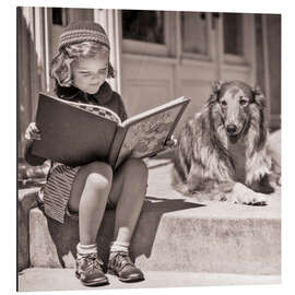 Aluminium print Girl with her dog