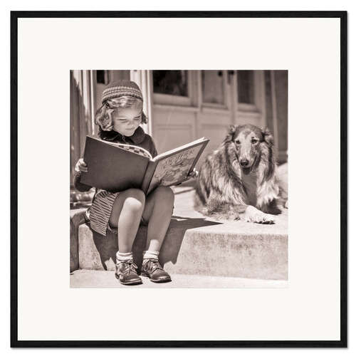 Framed art print Girl with her dog