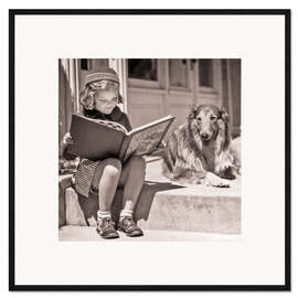Framed art print Girl with her dog
