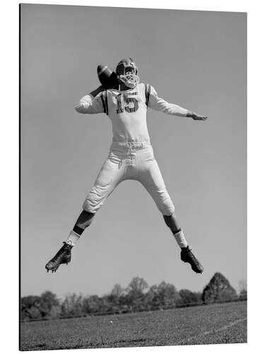 Alubild Football Quarterback beim Pass im Sprung, 1960er