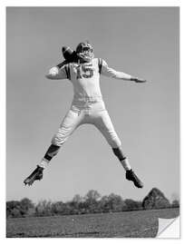 Selvklebende plakat Football Quarterback throwing pass, 1960s