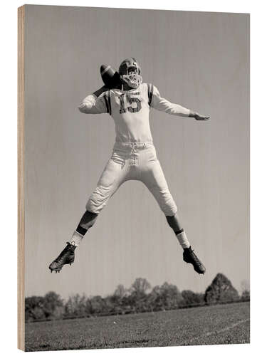 Wood print Football Quarterback throwing pass, 1960s