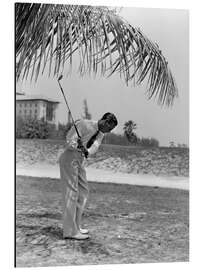 Alubild Golfspieler unter Palmen in Florida, 1930er