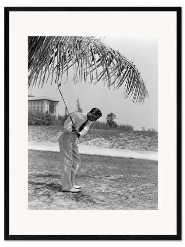 Impressão artística com moldura Golfistas sob palmeiras na Flórida, década de 1930