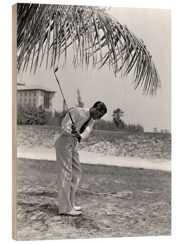 Wood print Golfer under palm trees in Florida, 1930s