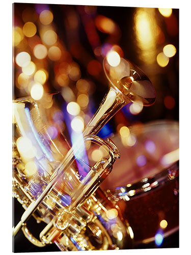 Acrylic print Shiny brass trumpet saxophone