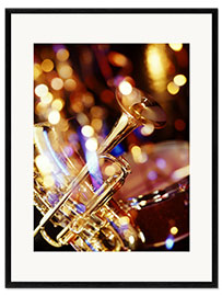 Impresión de arte enmarcada Saxofón de latón brillante