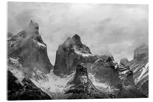 Acrylic print Clouds over snow covered mountains, Patagonia