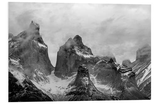 PVC-tavla Clouds over snow covered mountains, Patagonia