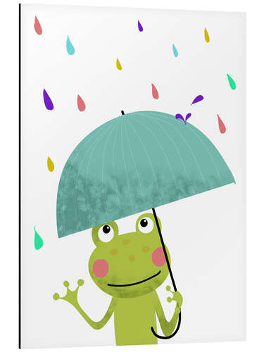 Alubild Frosch mit Regenschirm