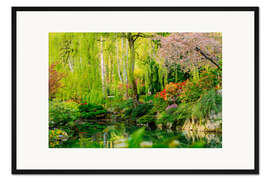 Gerahmter Kunstdruck Verzauberter Teich in Butchart Gardens, Kanada